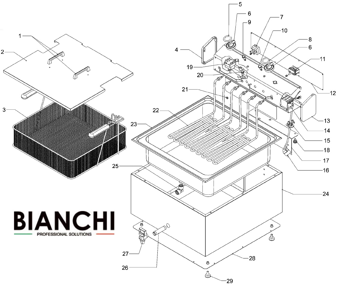 Esploso per ricambi friggitrice Fimar SF25p